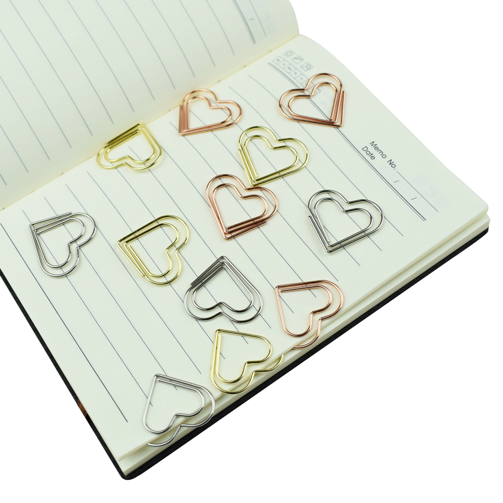 Binder Clip Assorted - 12-Piece Set Heart Paper Clips Colorful