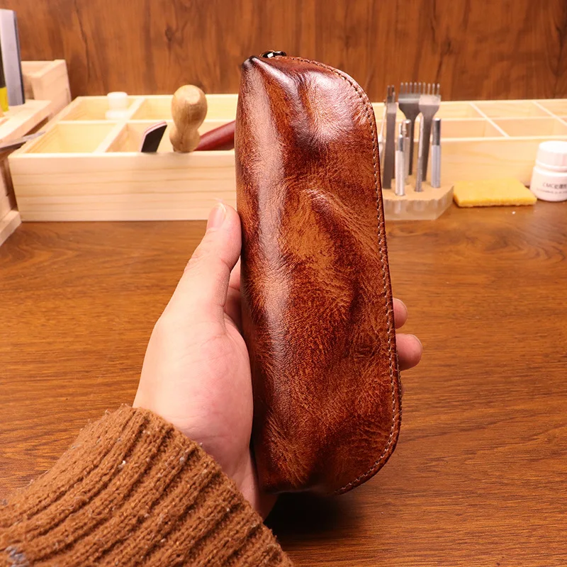 Cowhide pen bag for men vintag - Tan Stationery & Office Supply recension och pris
