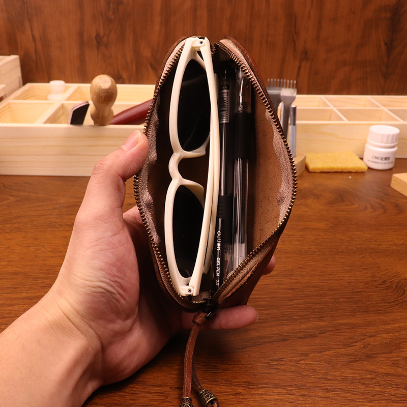 Cowhide pen bag for men vintag - Tan Stationery & Office Supply recension och pris