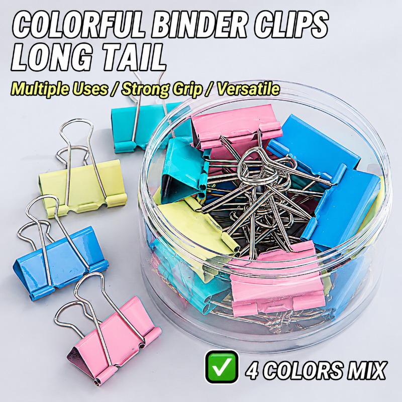 40PCS/Set Long Colorful Metal  - Binder Clip Assorted recension och pris