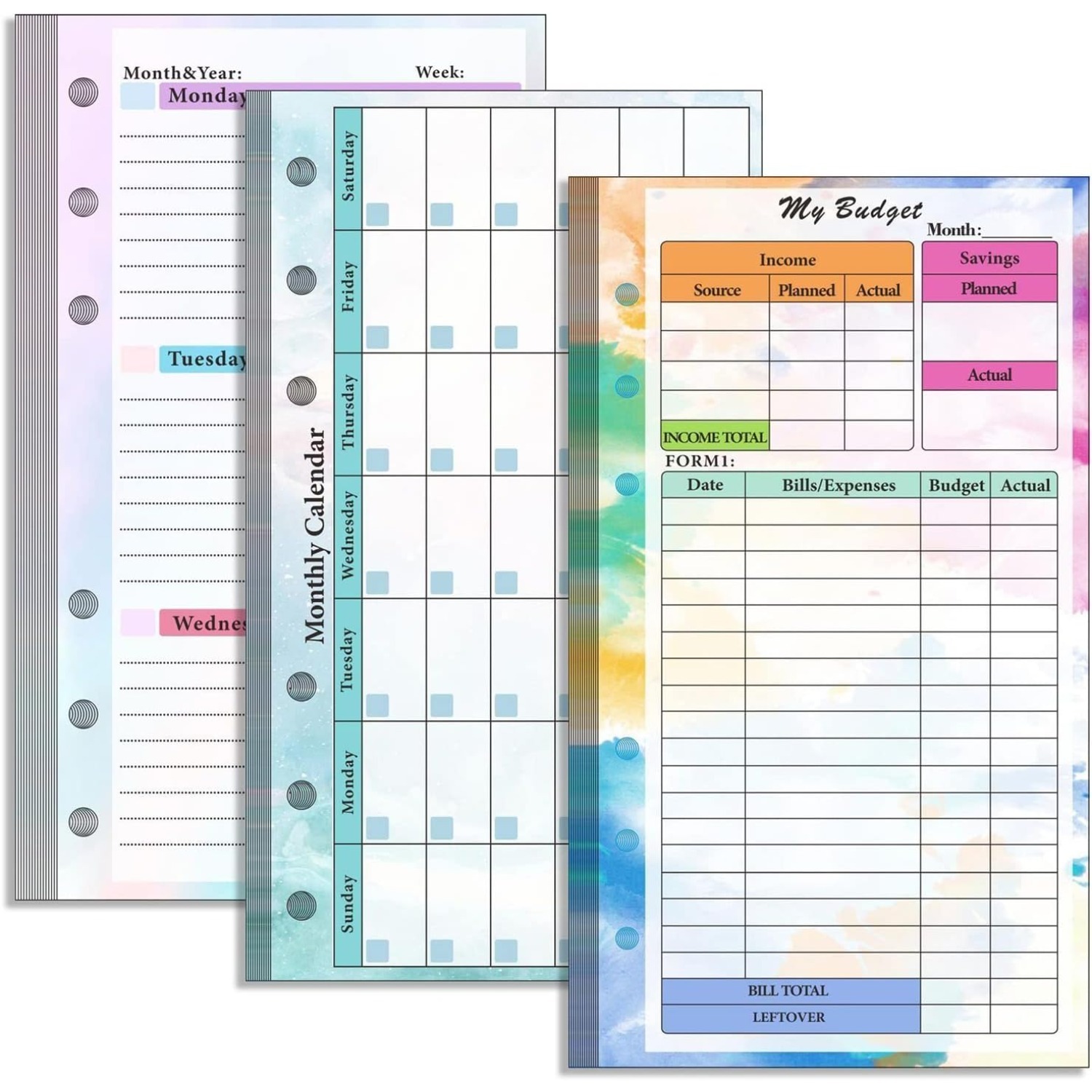 Set of 6-hole A6 binder refill - Planner Weekly Budget recension och pris