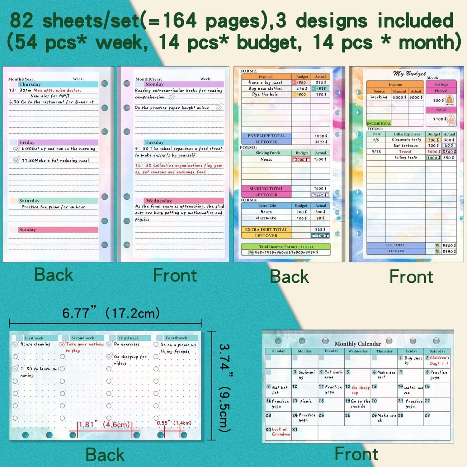 Set of 6-hole A6 binder refill - Planner Weekly Budget recension och pris