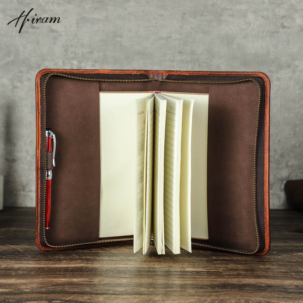 Retro Genuine Leather Zipper C - Journal Leather Hardcover recension och pris