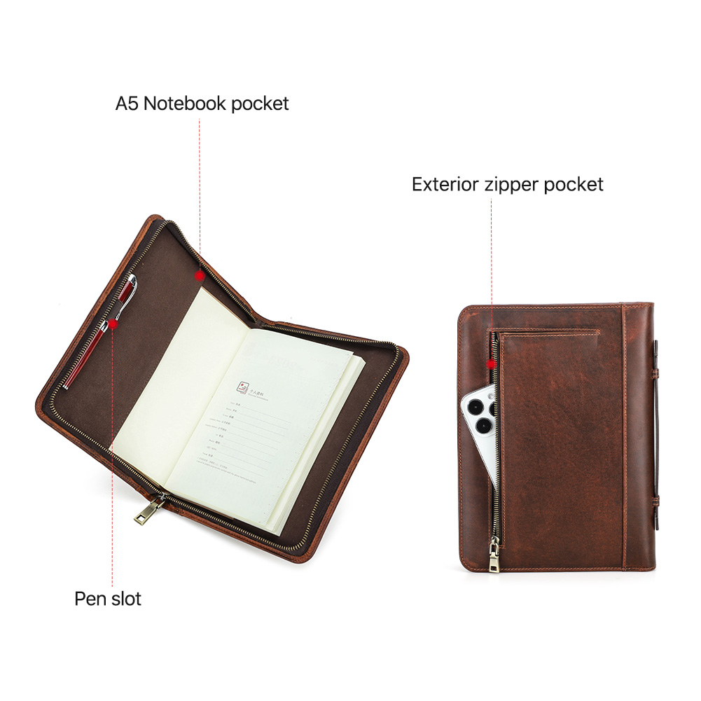 Retro Genuine Leather Zipper C - Journal Leather Hardcover recension och pris