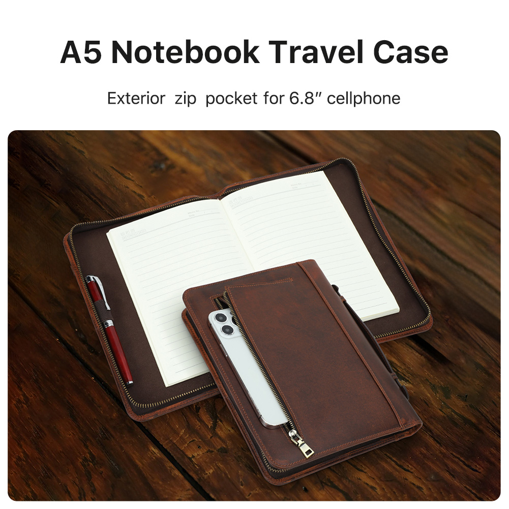Retro Genuine Leather Zipper C - Journal Leather Hardcover recension och pris